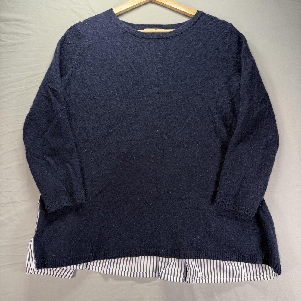 Cortland Park Sweater Womens Medium Pure Cashmere Navy Blue Anchor Nautical